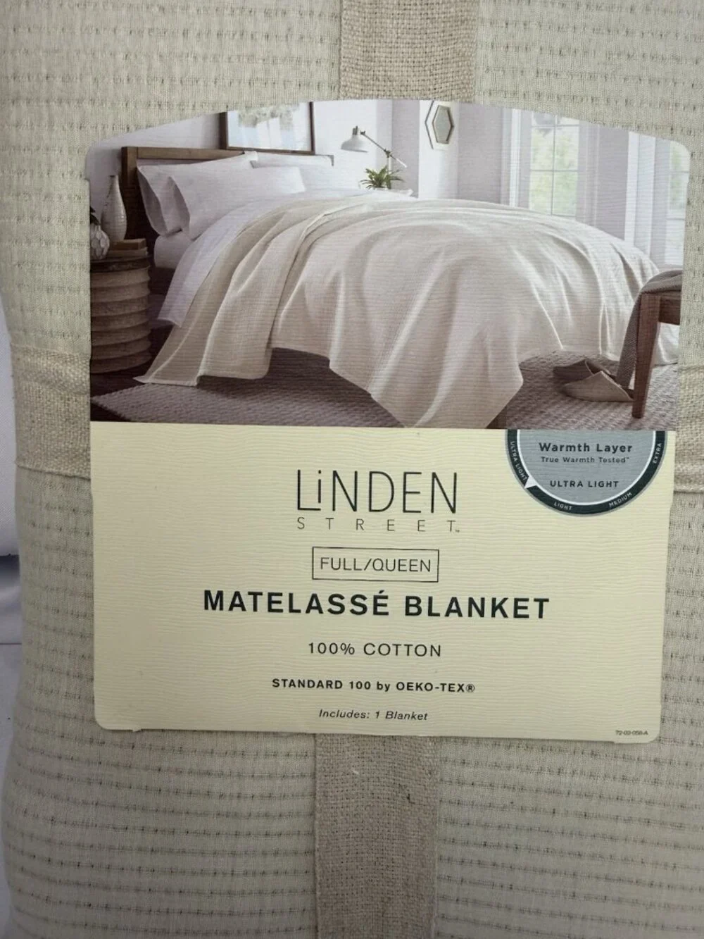 Linden Street Matelasse Full Queen Cotton Blanket Silver Beige Woven All Seasons